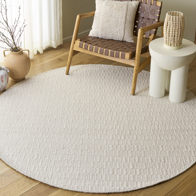 Tapis de couleur unie en coton tissé à la main Vermont, Rond 6 pi