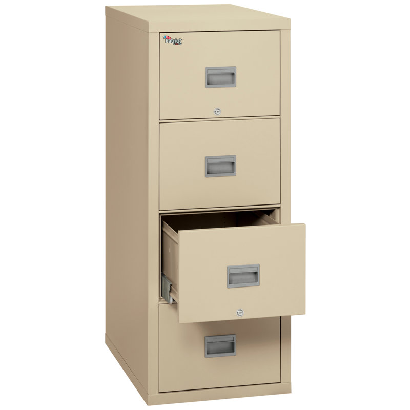 17.69'' Wide 4 -Drawer Steel File Cabinet, Parchment, 52.75'' H X 17.69'' W X 25'' D