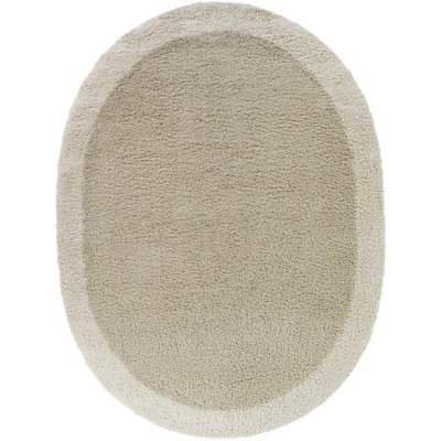 Odelle Beige Solid Border Oval Area Rug