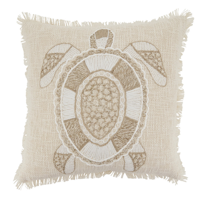 Housse de coussin brodée brodée Sea Turtle, Ne s’applique pas