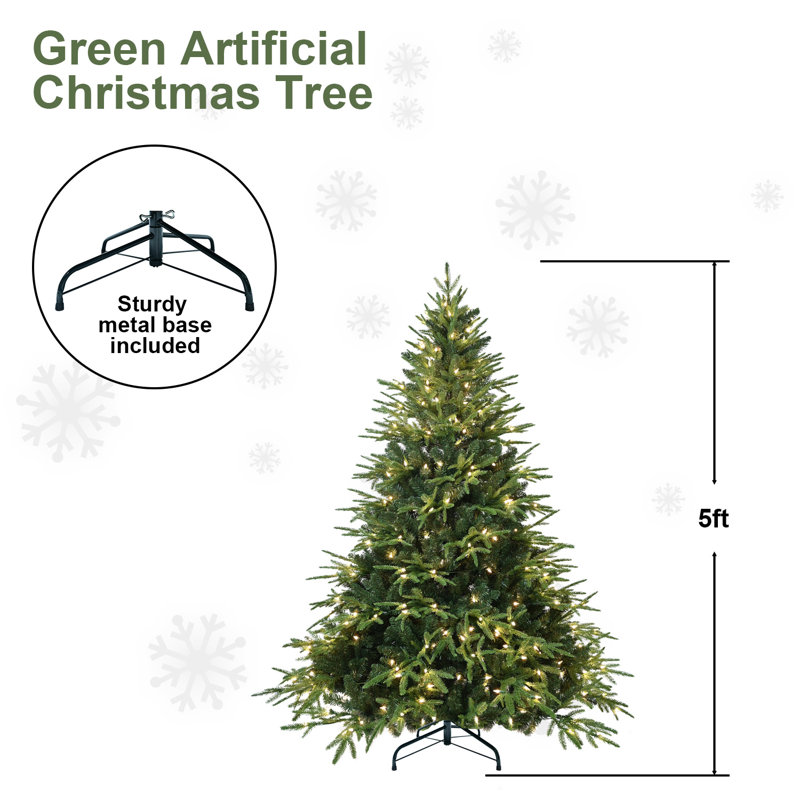Arbre de Noël illuminé 5 pi avec lumières Similan et support en métal pliable Similan