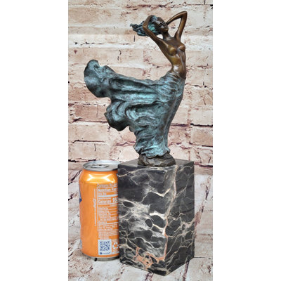 Nikoletta Semi Nude Woman With Skirt Blowing In The Wind – Green Patina Bronze Sculpture Figure Nikoletta Semi Nude Woman With Skirt Blowing In The Wind – Green Patina Bronze Sculpture Figure