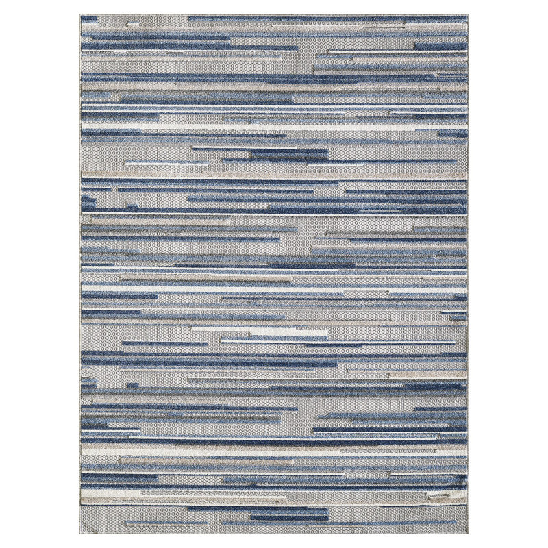 Gemmill Abstract Stripes Indoor Outdoor Area Rug, Rectangle 8' x 10', Blue