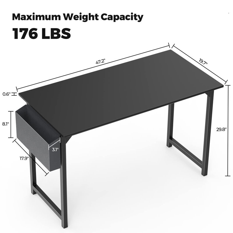 Bureau Mamoru, Noir, H 29,8 po x l 47,2 po x P 19,7 po