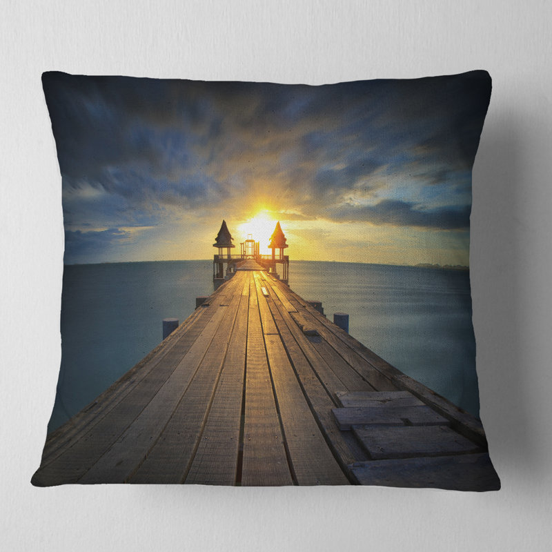 Coussin de pont en bois illuminé Pier, 18 po x 18 po, Carré