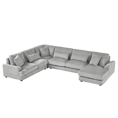 Oversized 129 Inch Sectionals Corduroy Modern U Shaped Sofa For Home