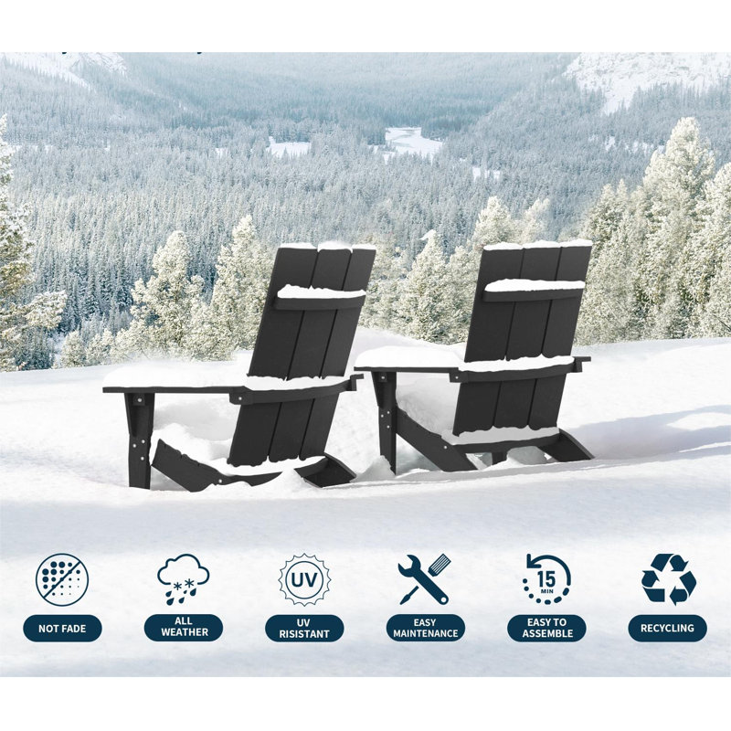 Kalamazoo Folding Adirondack Chair with Chair Cushion, Black