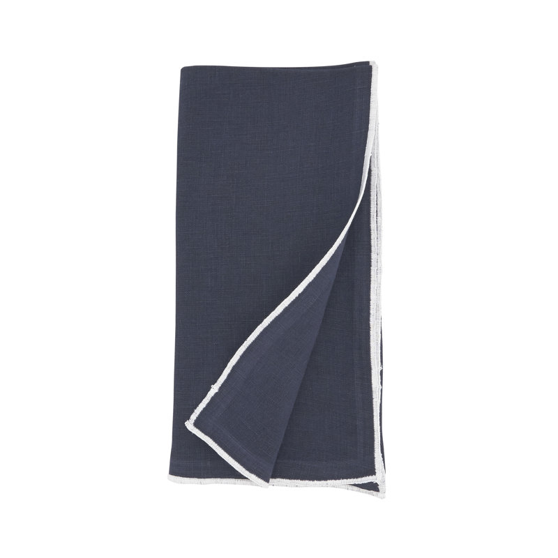 Set of 4 Dartmouth Linen No Pattern Square Napkins, Midnight Blue
