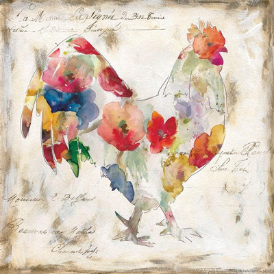 ArtDirect Robinson, Carol Gallery Wrapped Canvas Art Titled: Flowered Rooster