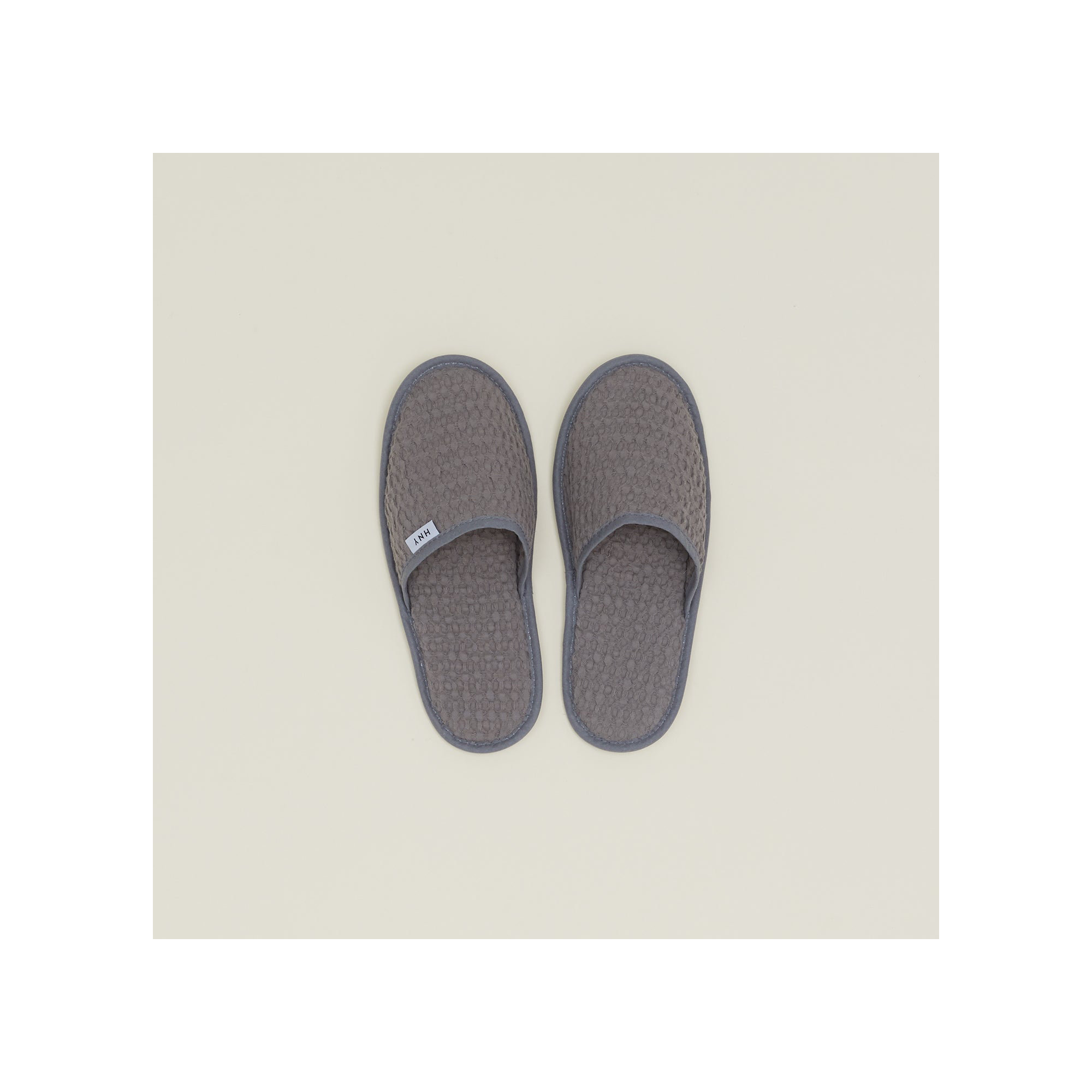 Simple Cotton Waffle Slippers, Large, Dark Gray