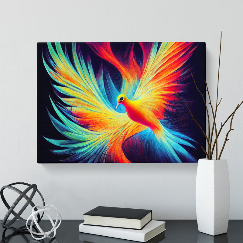 Vibrant Dove Bird Abstract - Wrapped Canvas, 50cm H x 76cm W x 3cm D