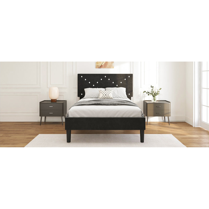 Lit plateforme en tissu d'ameublement