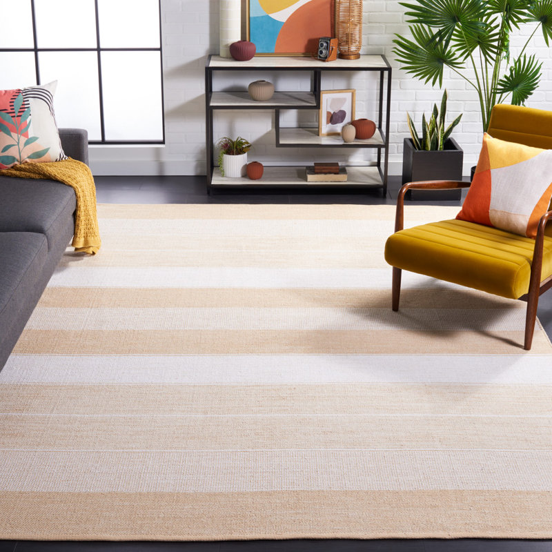 Masek Striped Kilim Flat Weave Cotton Striped Rug, Rectangle 8' x 10'