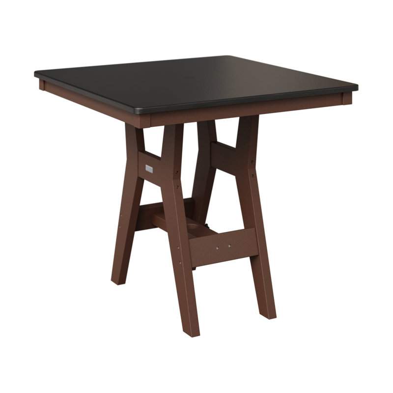 Table carrée à hauteur de comptoir 33 po Berlin Gardens Harbor, H 35,5 po x l 33 po x P 33 po, Brun chocolat, Noir martelé