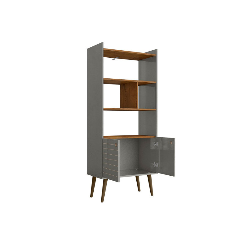 Helaina Geometric Storage Bookcase, Gray