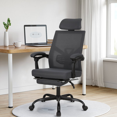 Yepez Ergonomic Swivel Mesh Task Office Chair With S-Shaped Backrest, Headrest And Footrest