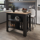 Courson Kitchen Island 2-Tier Shelf 40" Width And Large Work