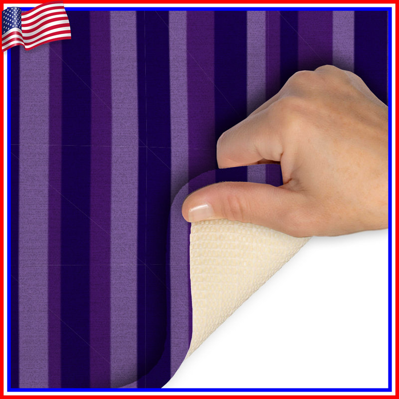 Tapis de bain à rayures, L 34 po x L 21 po, Rayé mauve foncé