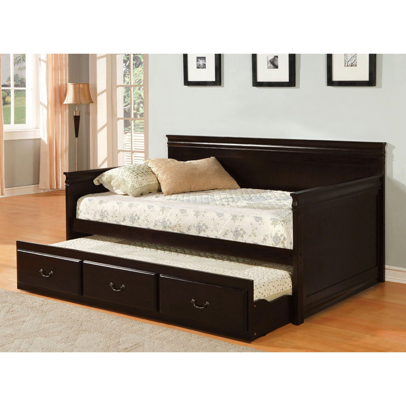 Traditional Style Daybed With Trundle English Style Platform Bed Slat Kit Included Espresso