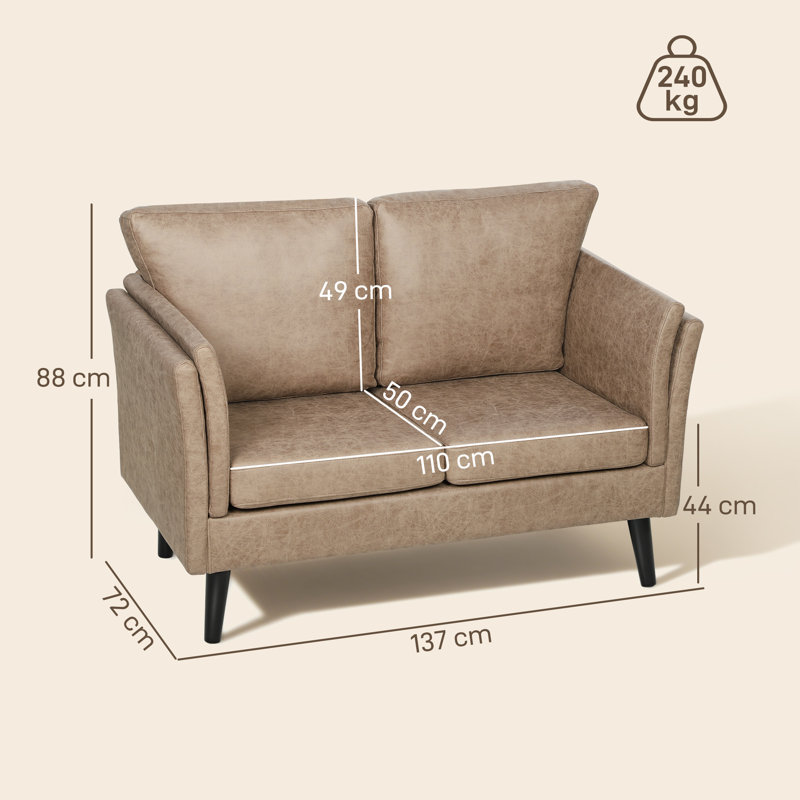 2 Seater Loveseat, Brown