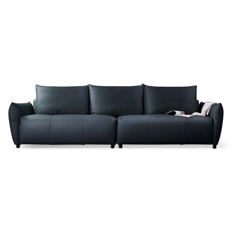 Canapé modulaire en cuir véritable vert foncé, Vert foncé, H 32,28 po x l 98,43 po x P 37,4 po, 3