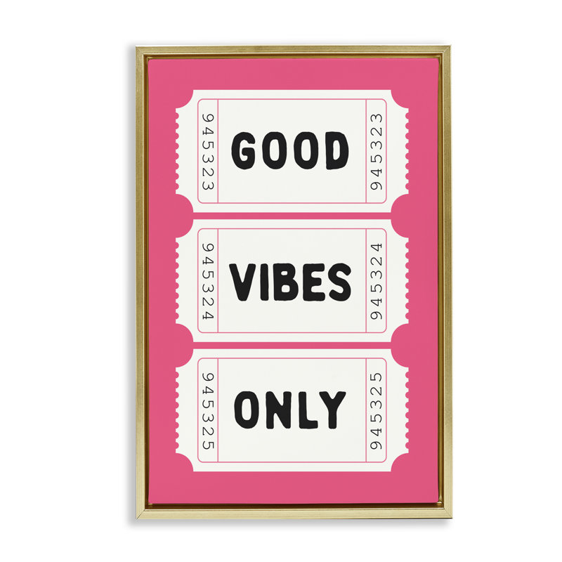 Cadre flottant Good Vibes Only, design avec lettres et doublure, H 31 po x l 21 po, Cadre flottant métallique doré