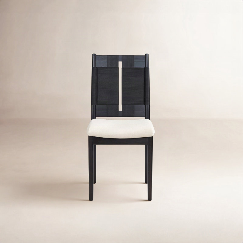 Harlee Upholstered Dining Chair, Distressed Black Ash