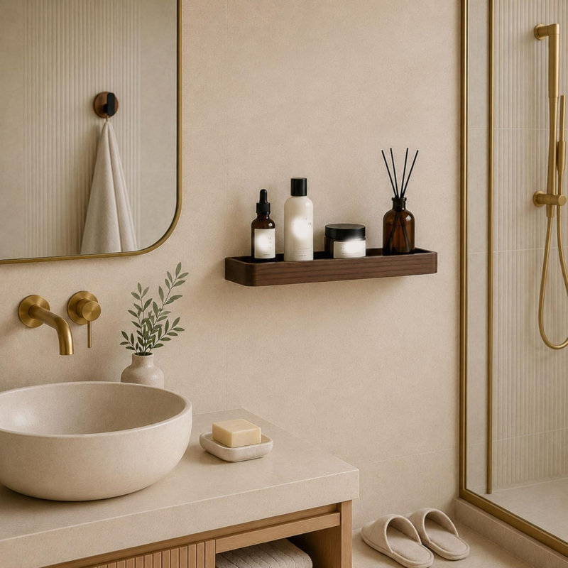 Solid Wood Bathroom Shelves