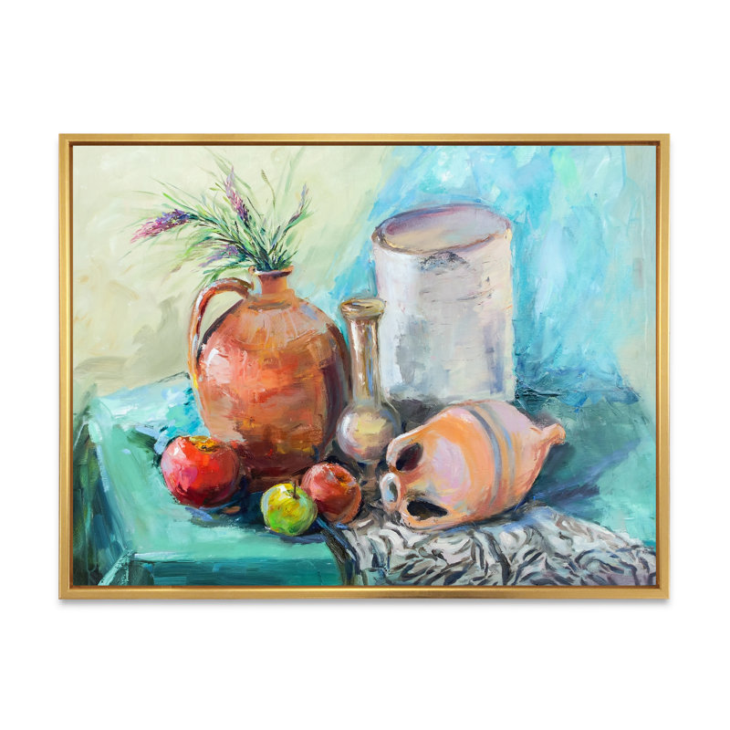 Fleurs et fruits Impressionnisme 8, H 36 po x l 24 po x P 1 po, Cadre flottant doré