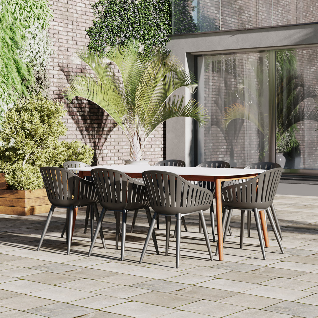 Alyisa 8 - Person Metal Patio Dining Set with Rectangular Table Lark Manor™