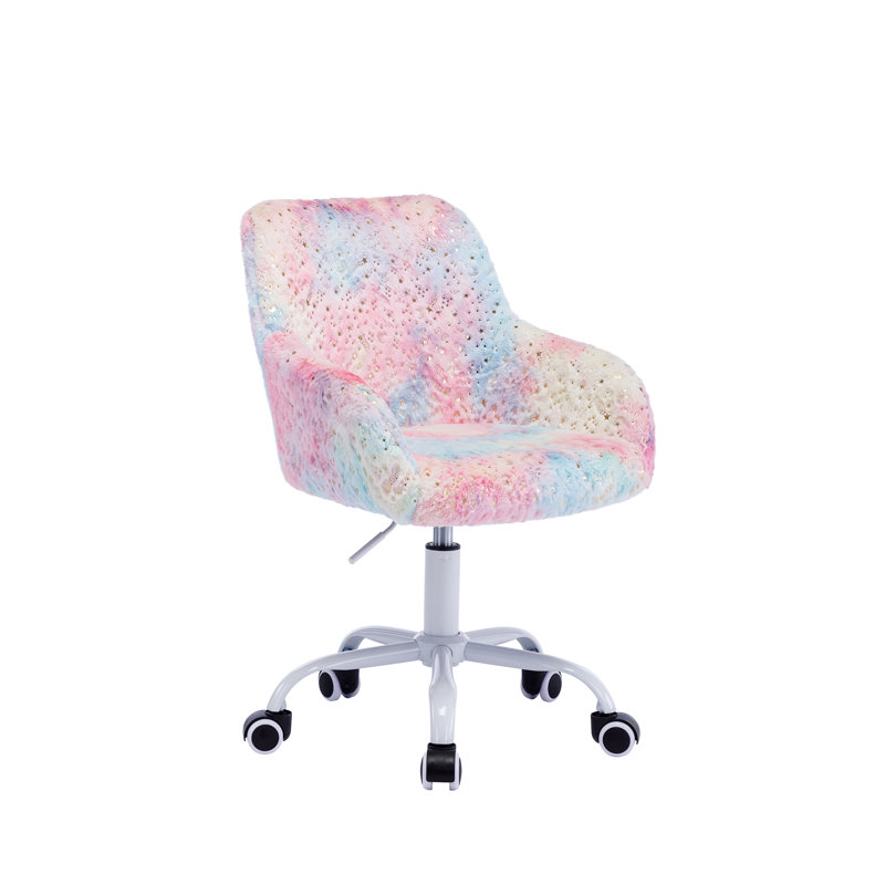 Caraballo 19.5 in. Desk or Activity Chair Kids Desk / Activity Chair, Deep Rainbow Faux Fur
