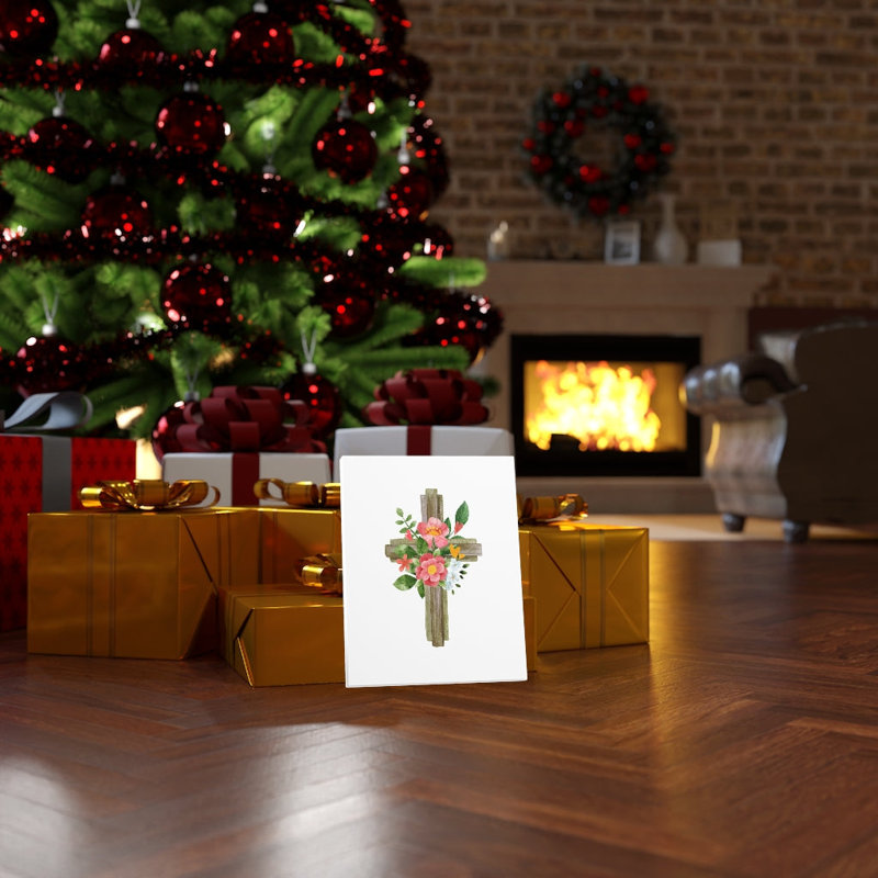 Flower Cross - Wrapped Canvas Print, 41cm H x 30cm W