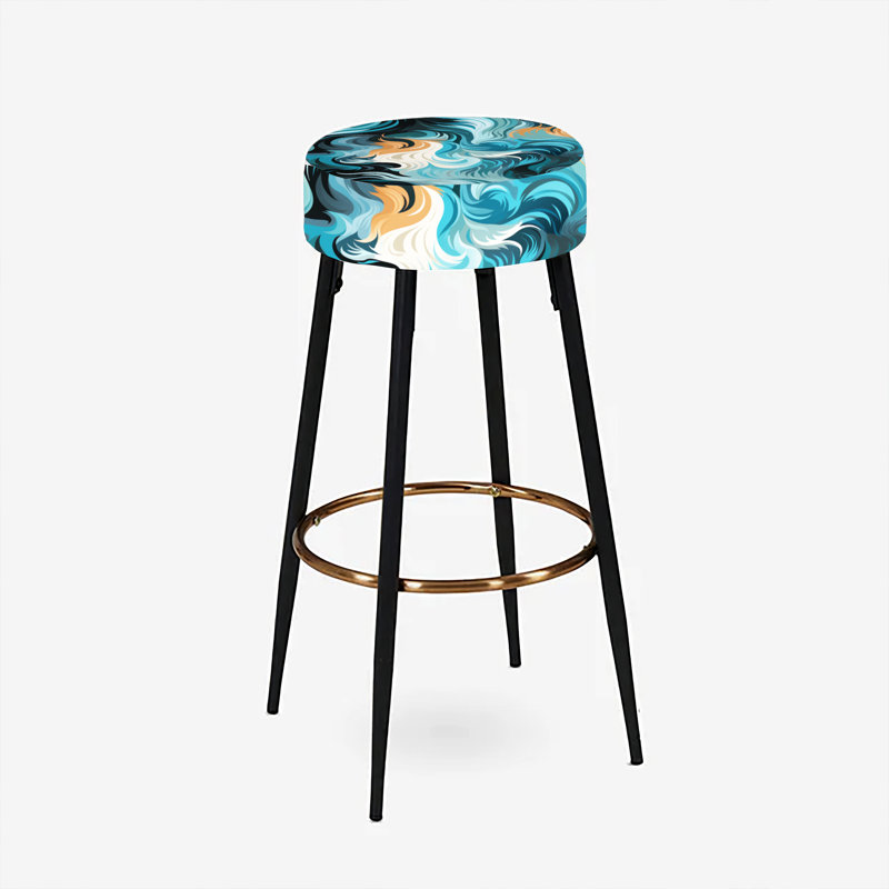 Blue Ethereal Zebra Waves - Ensemble de 2 tabourets de bar abstraits
