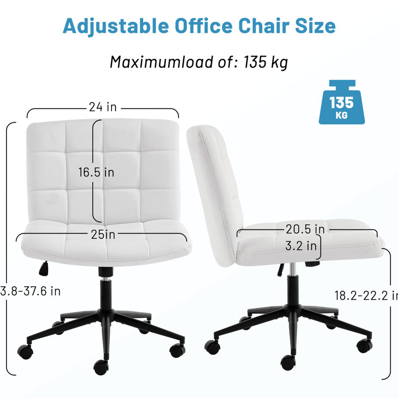 Chaise d'ordinateur pivotante blanche à hauteur réglable à 360 ° avec coussin à haute résilience pour bureau à domicile, support lombaire pivotant et siège pivotant