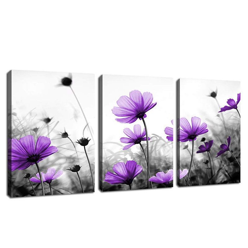 3 pièces d'art contemporain sur toile Blossom