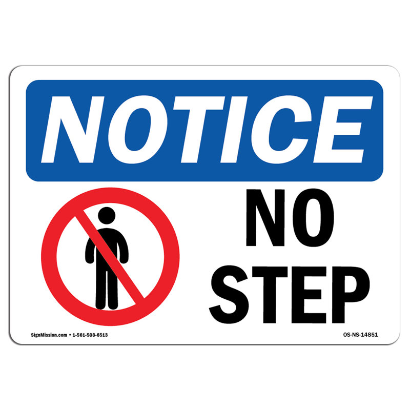 No Step Plastic Sign 10" X 7"