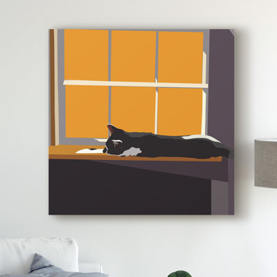 « cat on a window appui ii », reproduction d’impression sur toile tendue