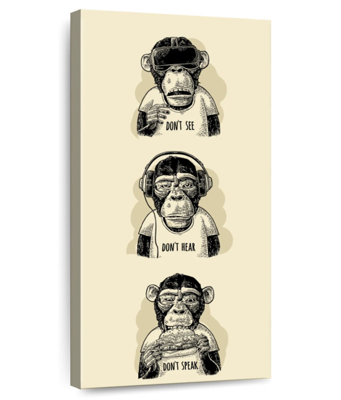 Hipster Wise Monkeys, H 24 po x l 12 po