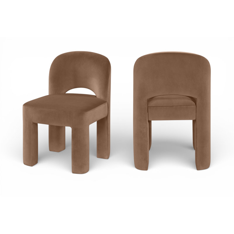Chaise rembourrée Celine, Velours brun