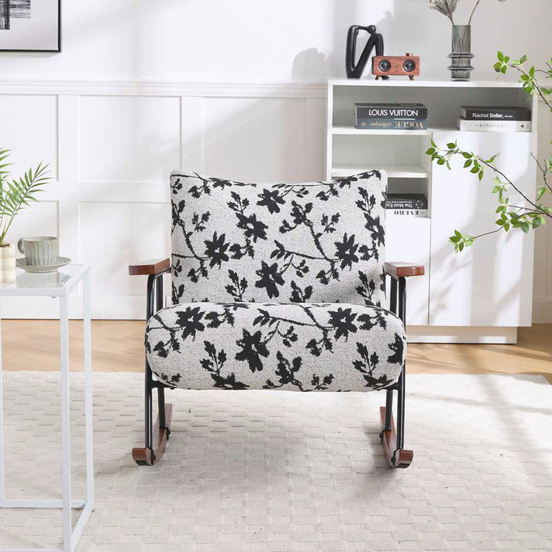Chaise avec accoudoirs Modern, Blanc / tissu noir