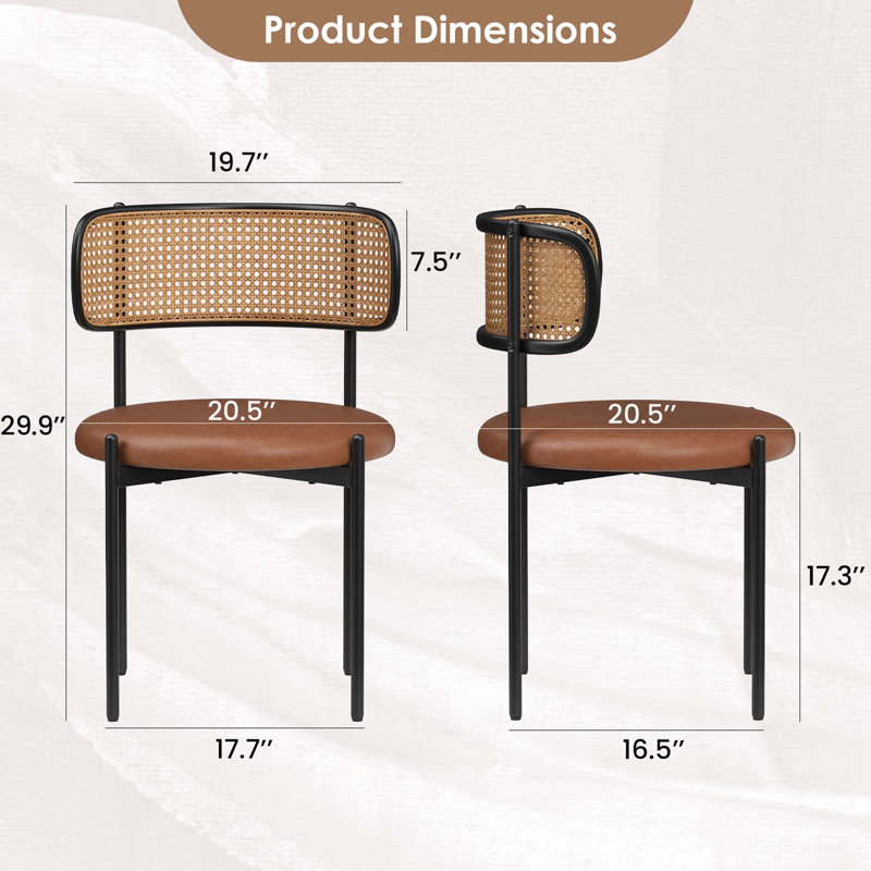 Ensemble de 4 chaises de salle à manger, siège rembourré en similicuir, 4, Brun