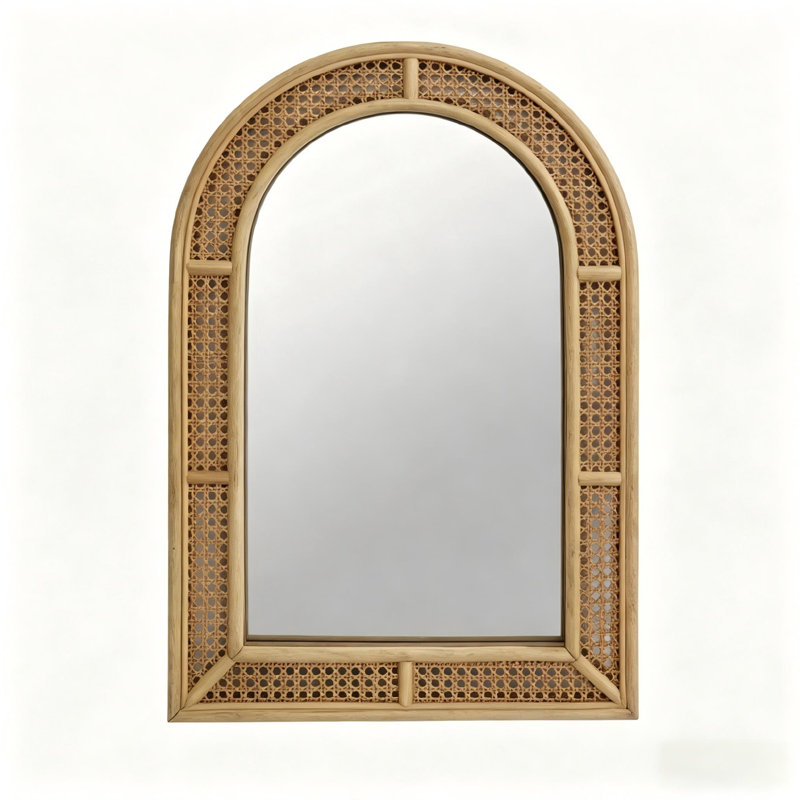 Brooklen Rattan Frame Arch Wall Mirror