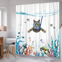 Durable Ocean Nautical Shower Curtain Set With 12 Hooks