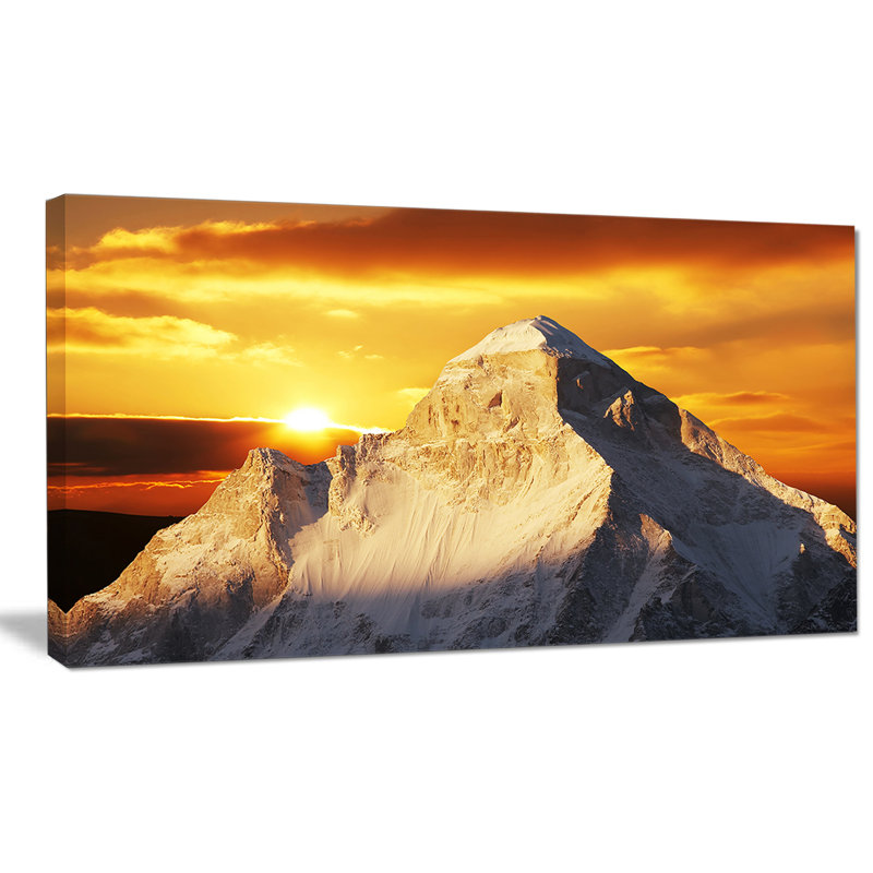 Shivling Garhwal Himalaya at Sunset - reproduction de photo sur toile tendue, H 16 po x l 32 po