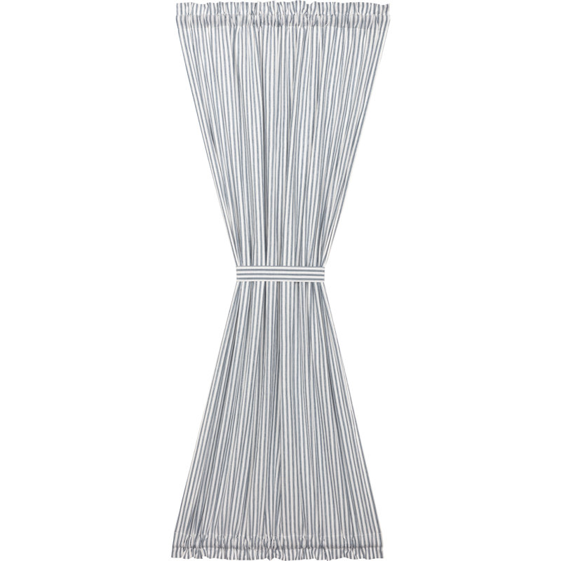 Rideau simple obscurcissant avec passe-tringle Sawyer Mill, Bleu denim / blanc cassé