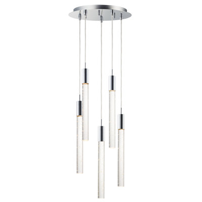 Luminaire suspendu à cylindre en grappe 5 lumières Senn
