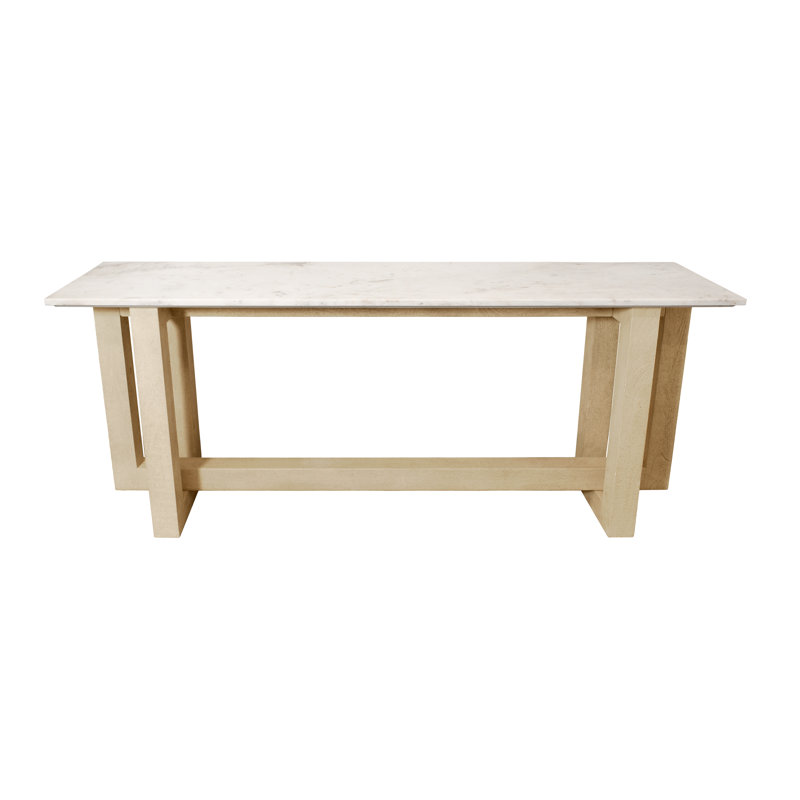 Console Bradford avec base naturelle et plateau en marbre blanc Bradford