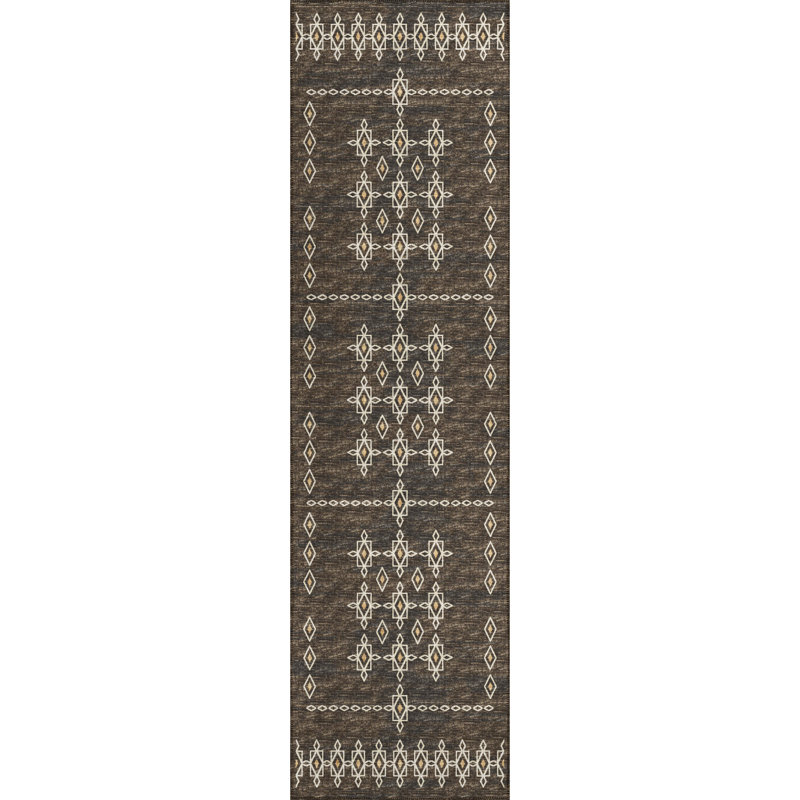 Anbar Chenille Washable Southwestern Indoor / Outdoor Rug, Runner 2'3" x 7'6"