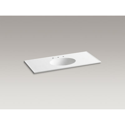 Céramique Impressions 49 po Lavabo de salle de bain rectangulaire avec comptoir 8 po Trous de robinet à centre
