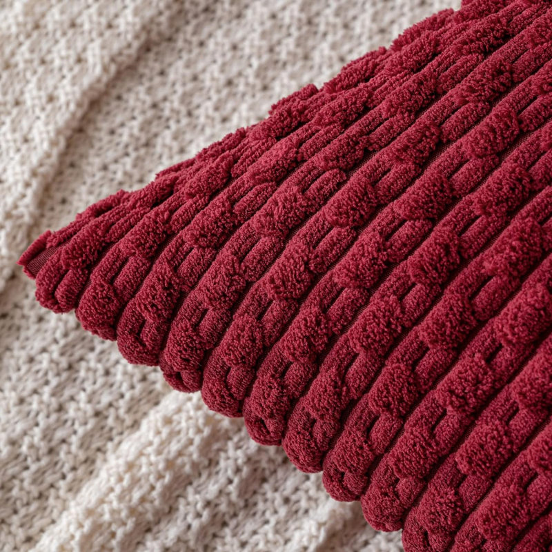 Cozy Throw Pillow Cover 2pcs, Red, Square 18"